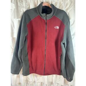 The North Face Mens XLarge Khumbu Fleece Warm Full Zip Jacket maroon/gray